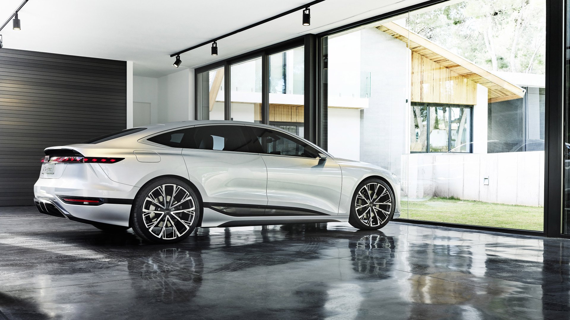 Download Electric Car Silver Car Car Audi Vehicle Audi A6 E-Tron 4k Ultra HD Wallpaper