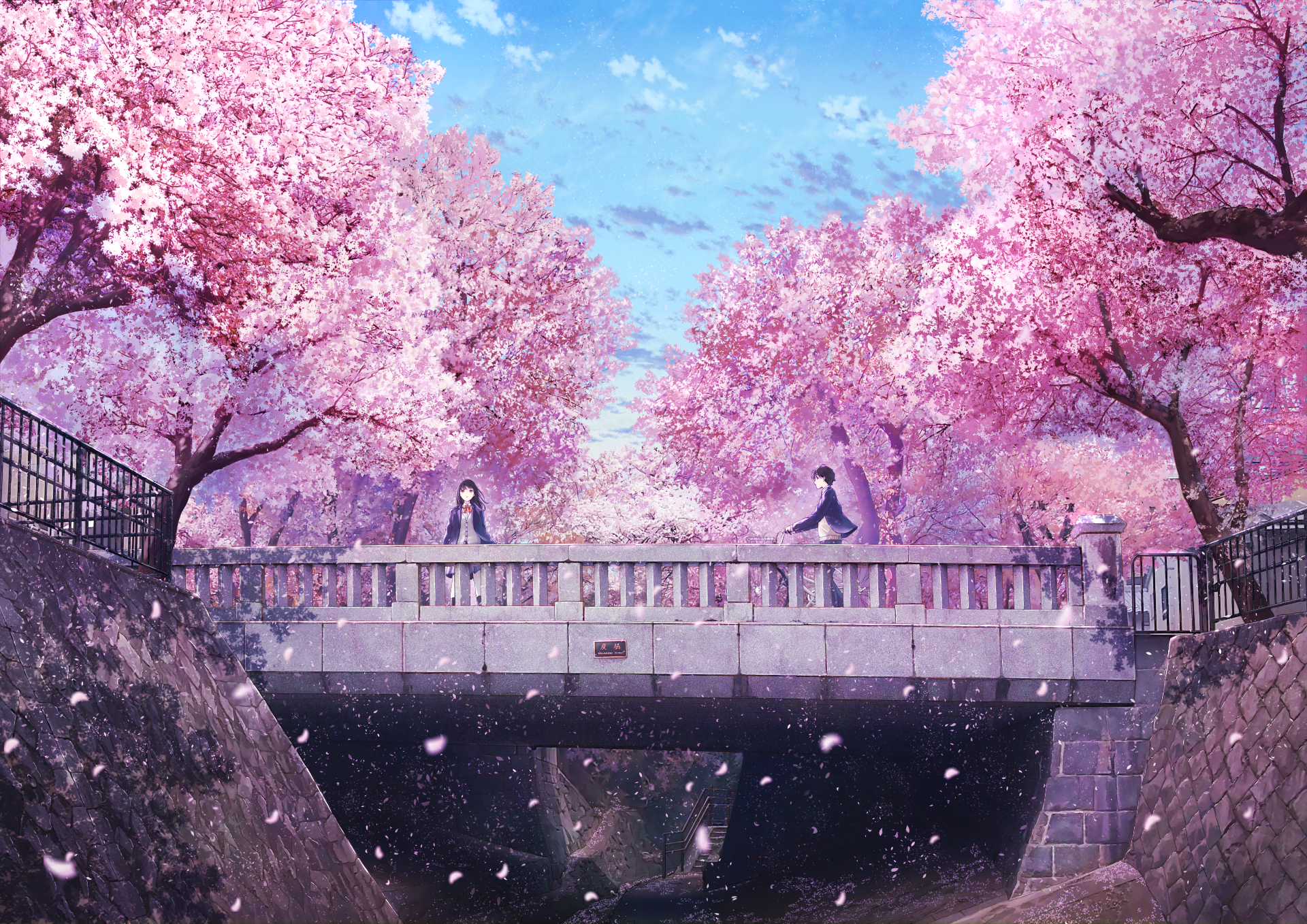 sakura trees anime backround