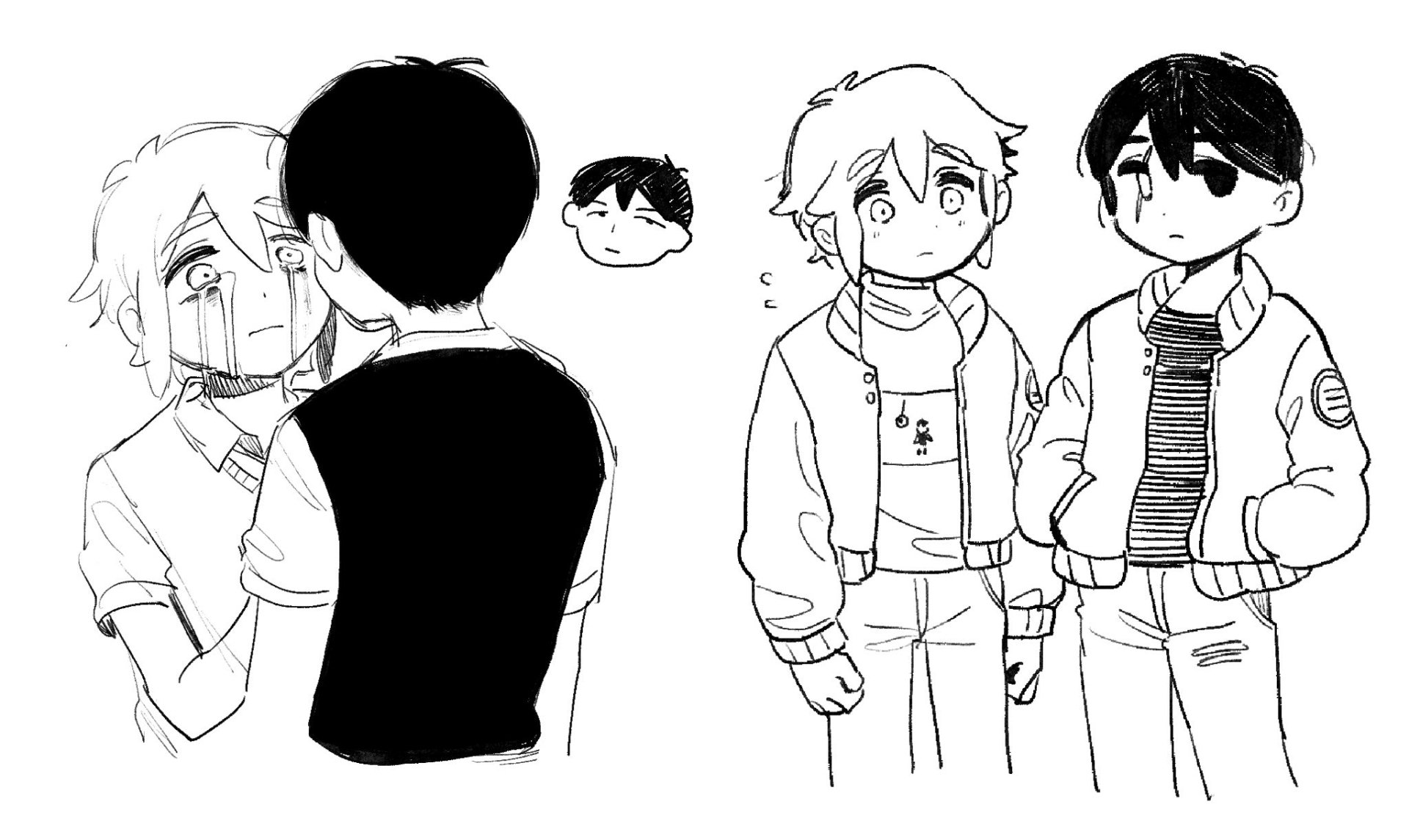 Download Black Hair Scar Tears Crying Jacket OMORI Sunny (Omori) Basil (Omori) Video Game HD Wallpaper by OMORI_125