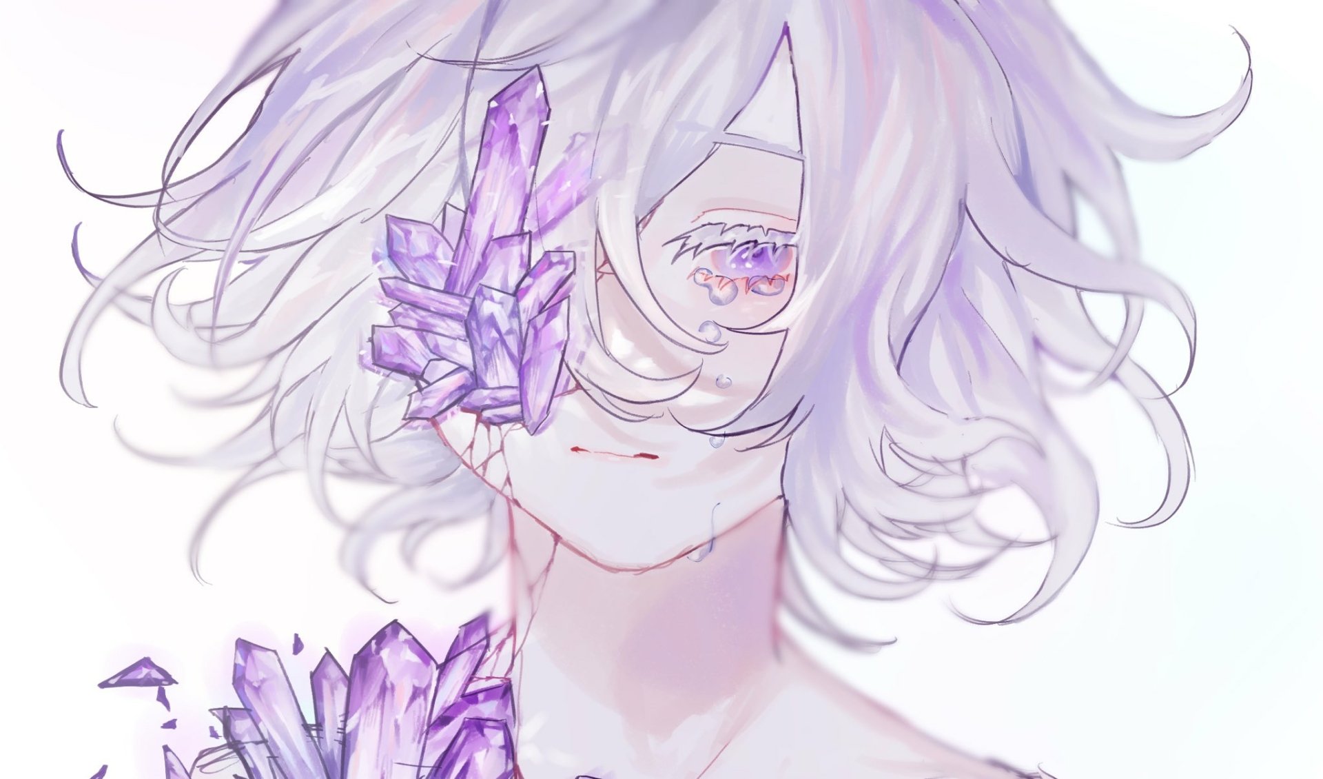 Download Short Hair Tears Purple Eyes Anime Girl Anime Girl HD Wallpaper by 10