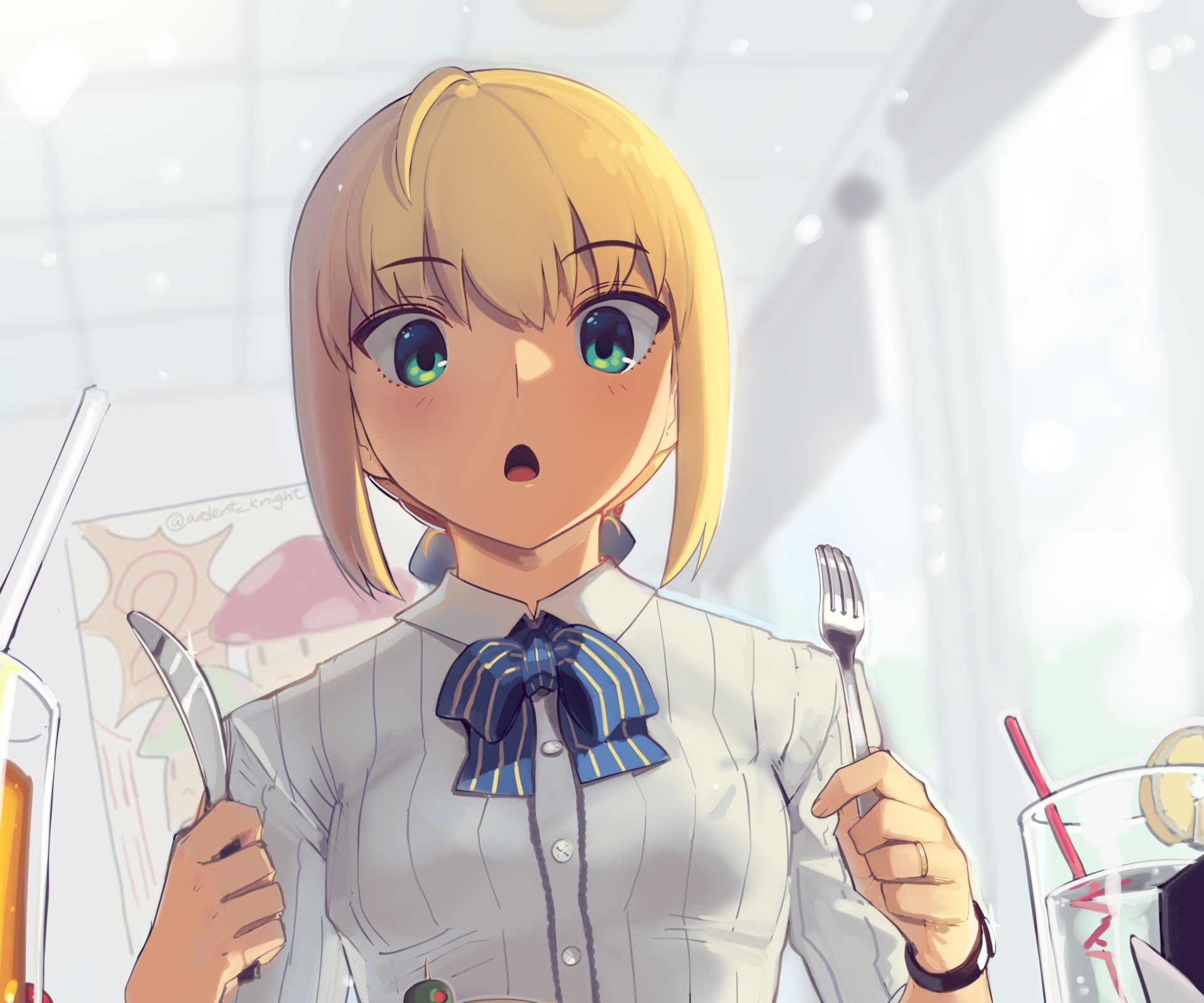 Download Blonde Green Eyes Saber (Fate Series) Anime Fate/Stay Night HD Wallpaper by boa