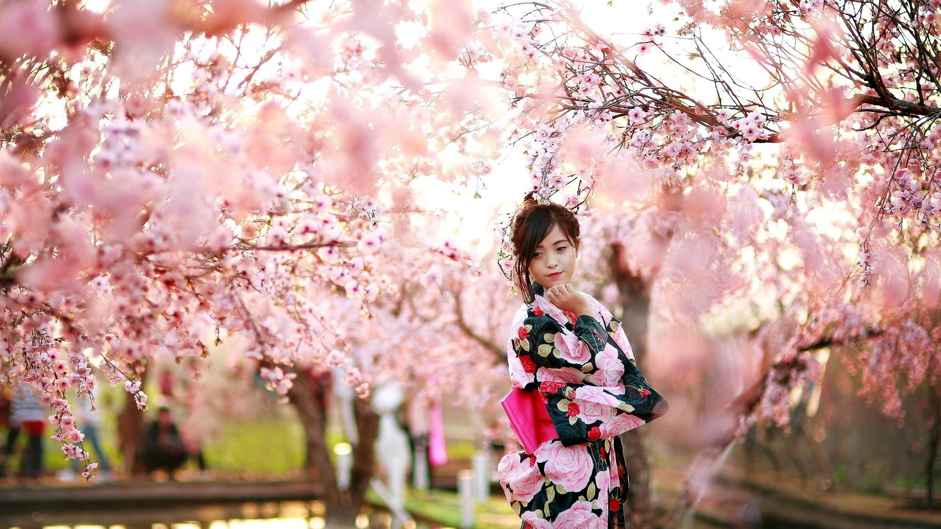 Download Mood Brunette Blossom Woman Asian HD Wallpaper