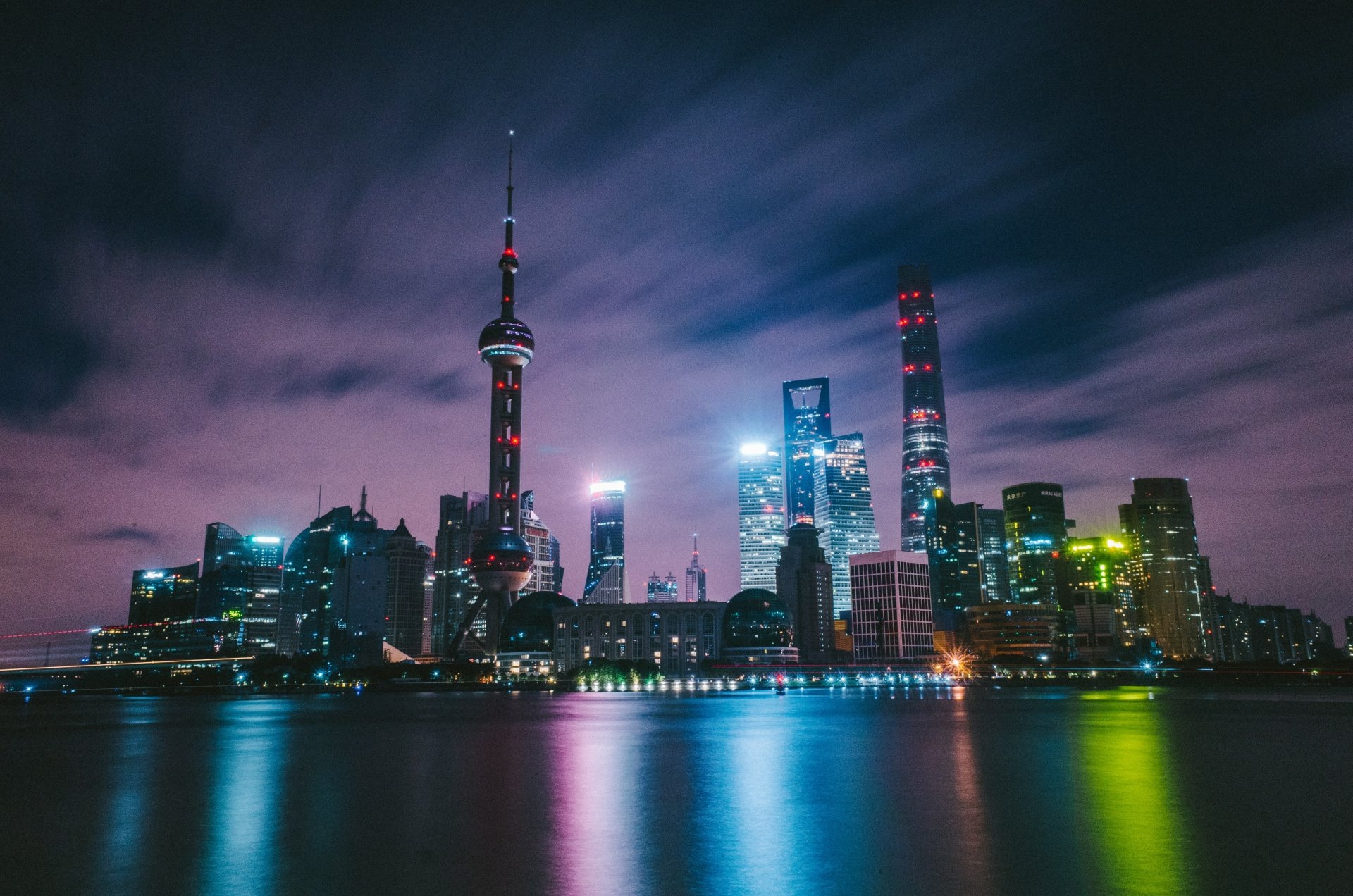 Download Oriental Pearl Tower Skyscraper Night City Skyline Man Made Shanghai 4k Ultra HD Wallpaper by Kido Dong