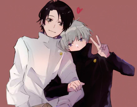 school uniform Yuta Okkotsu purple eyes white hair Toge Inumaki Anime Jujutsu Kaisen HD Desktop Wallpaper | Background Image