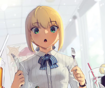 blonde green eyes Saber (Fate Series) Anime Fate/Stay Night HD Desktop Wallpaper | Background Image