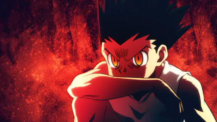 Gon Freecss from Hunter x Hunter with intense, fiery rage expression in 4K Ultra HD anime desktop wallpaper and background.