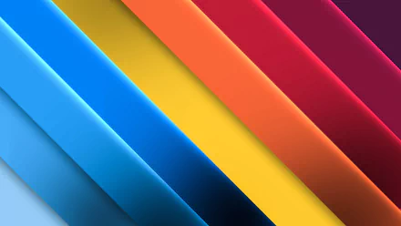 Vibrant artistic stripes in red, orange, yellow, and blue create a dynamic, colorful 8K Ultra HD PC desktop wallpaper with bold diagonal lines and rich texture.