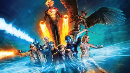 Captain Cold Sara Lance Heat Wave (DC Comics) Hawkgirl (DC Comics) Martin Stein Rip Hunter Kendra Sanders Atom (DC Comics) Firestorm (DC Comics) White Canary (DC Comics) TV Show DC's Legends of Tomorrow HD Desktop Wallpaper | Background Image
