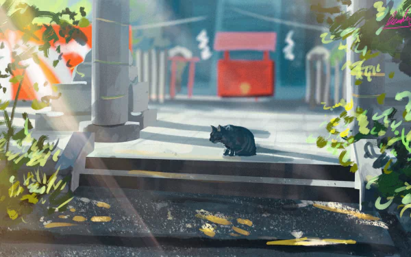 morning Anime cat anime cat HD Desktop Wallpaper | Background Image