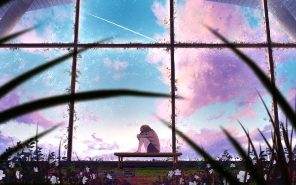 Anime Girl Flower Cloud HD Wallpaper | Background Image