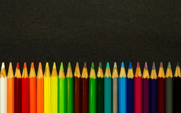 Sharp Colored Pencils Lined Up In A Row