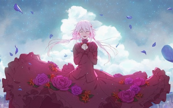 Anime Guilty Crown Red Dress Pink Hair Inori Yuzuriha Flower HD Wallpaper | Background Image