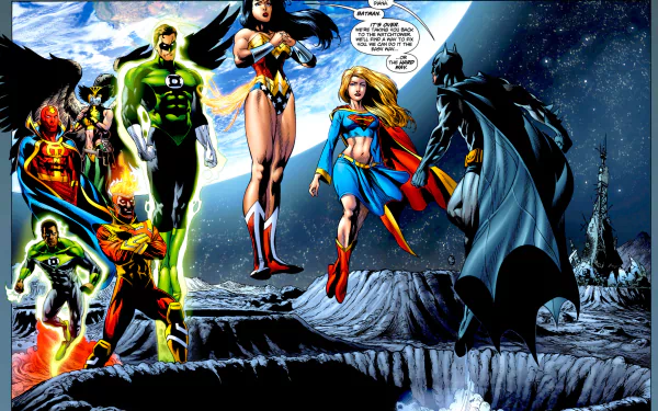 DC Comics Kendra Sanders Kara Zor‑El Firestorm (DC Comics) Red Tornado Supergirl Hawkgirl (DC Comics) John Stewart (Green Lantern) Hal Jordan Green Lantern Wonder Woman Batman Comic Justice League HD Desktop Wallpaper | Background Image