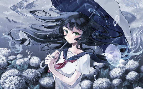 umbrella uniform Anime girl anime girl HD Desktop Wallpaper | Background Image