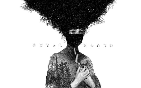 HD desktop wallpaper featuring artistic monochrome imagery with an abstract design tagged as Royal Blood.