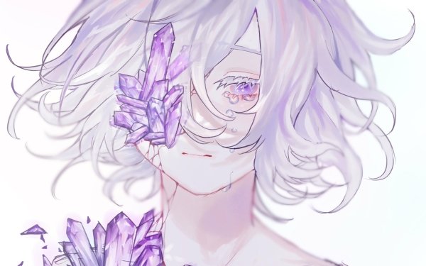 Anime Girl Purple Eyes Tears Short Hair HD Wallpaper | Background Image