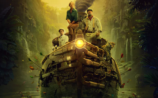 Jack Whitehall Emily Blunt Dwayne Johnson movie Jungle Cruise HD Desktop Wallpaper | Background Image