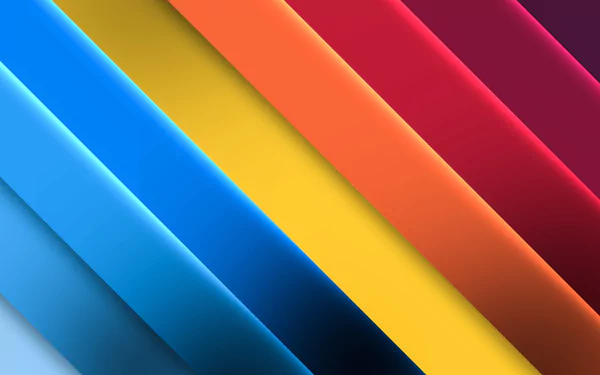 Vibrant artistic stripes in red, orange, yellow, and blue create a dynamic, colorful 8K Ultra HD PC desktop wallpaper with bold diagonal lines and rich texture.