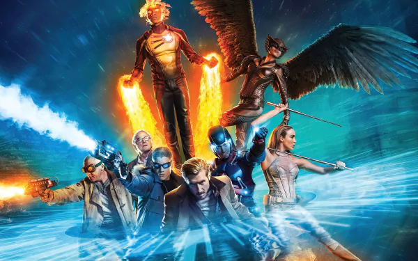 Captain Cold Sara Lance Heat Wave (DC Comics) Hawkgirl (DC Comics) Martin Stein Rip Hunter Kendra Sanders Atom (DC Comics) Firestorm (DC Comics) White Canary (DC Comics) TV Show DC's Legends of Tomorrow HD Desktop Wallpaper | Background Image
