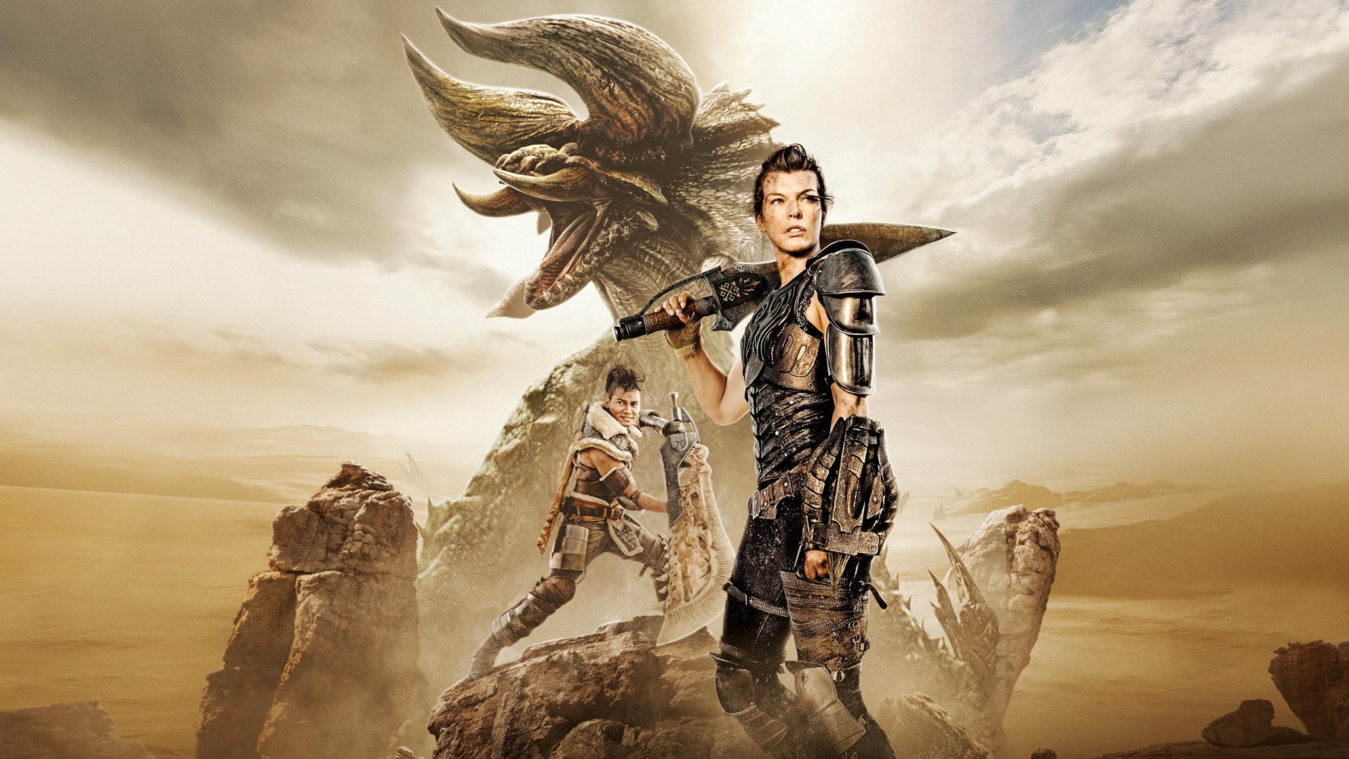 Download Black Diablos (Monter Hunter) Tony Jaa Artemis (Monster Hunter) Milla Jovovich Monster Hunter (Movie) HD Wallpaper