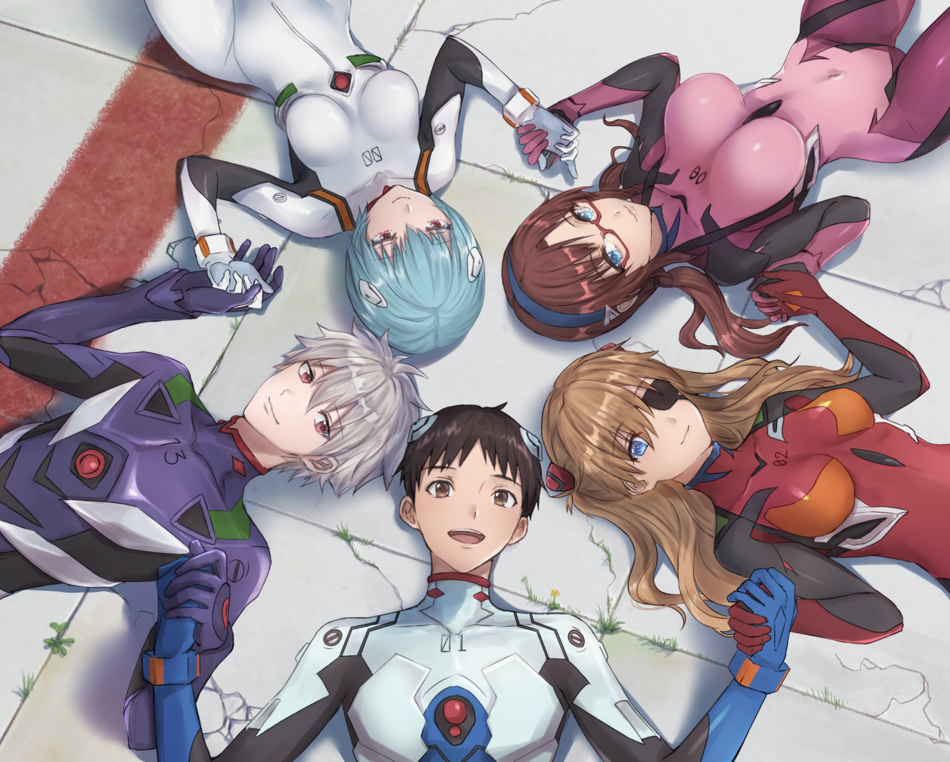 Download Eye Patch Glasses Rei Ayanami Mari Makinami Illustrious Kaworu Nagisa Asuka Langley Sohryu Shinji Ikari Anime Evangelion: 2.0 You Can (Not) Advance HD Wallpaper by もしょ子
