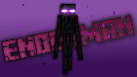 HD Minecraft Enderman desktop wallpaper with purple background and game logo.
