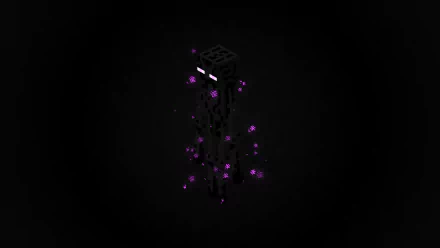 HD desktop wallpaper featuring a Minecraft Enderman with purple particles on a dark background.