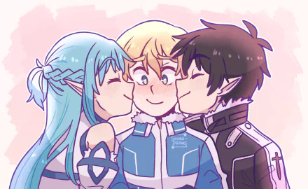 kiss Kirito (Sword Art Online) Eugeo (Sword Art Online) Asuna Yuuki Anime Sword Art Online: Alicization Kirito And Asuna HD Desktop Wallpaper | Background Image