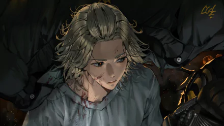 4K Ultra HD anime wallpaper featuring Mikey Manjiro Sano from Tokyo Revengers with detailed shading and a dark, moody background.