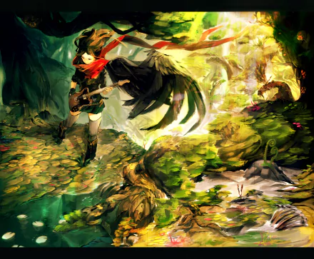 wings scarf guitar fantasy angel HD Desktop Wallpaper | Background Image