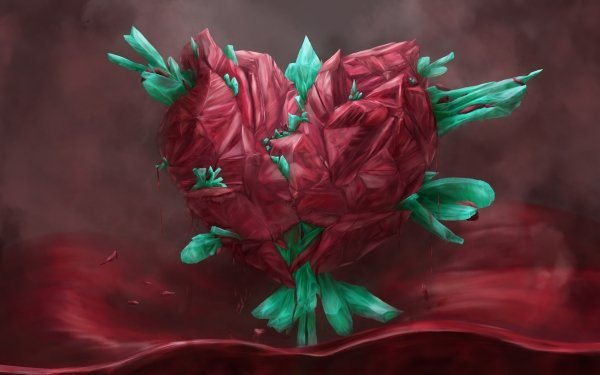 Artistic Heart Crystal Cinnabar Phosphophyllite Valentine's Day HD Wallpaper | Background Image