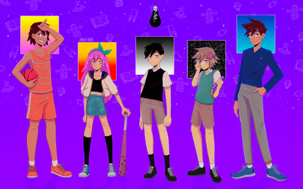 Hero (Omori) Kel (Omori) Aubrey (Omori) Basil (Omori) Sunny (Omori) video game OMORI HD Desktop Wallpaper | Background Image