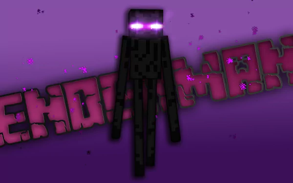 HD Minecraft Enderman desktop wallpaper with purple background and game logo.