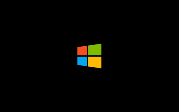 Windows 10 multicolored logo centered on a black background, 4K Ultra HD PC desktop wallpaper highlighting technology.