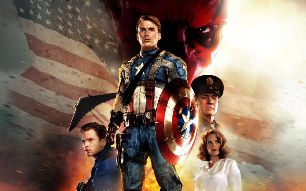 superhero Hayley Atwell Sebastian Stan Peggy Carter Bucky Barnes Red Skull (Marvel Comics) Chris Evans Steve Rogers Captain America movie Captain America: The First Avenger HD Desktop Wallpaper | Background Image