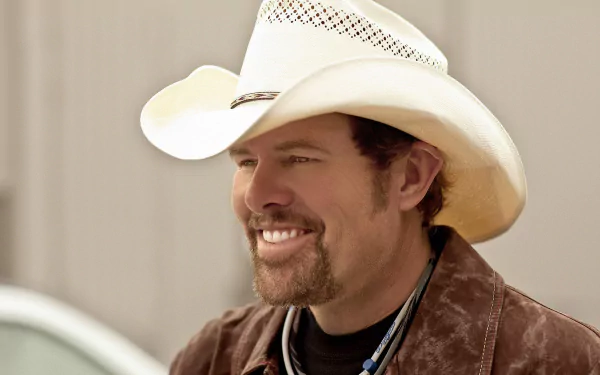 Smiling man with a cowboy hat in HD desktop wallpaper suitable as a background.