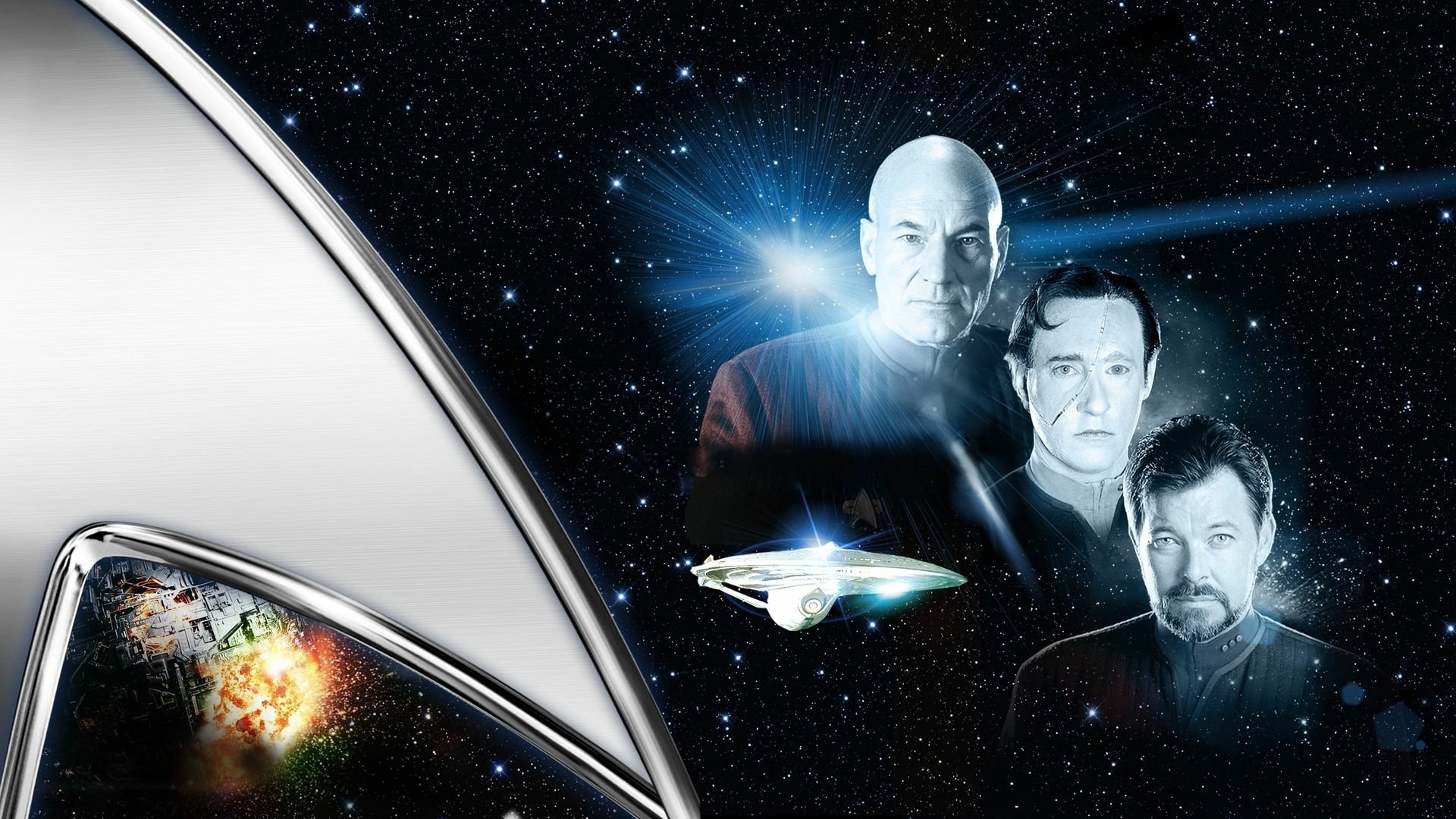 Download William T. Riker Jonathan Frakes Data (Star Trek) Brent Spiner Patrick Stewart Jean-Luc Picard Movie Star Trek: First Contact HD Wallpaper