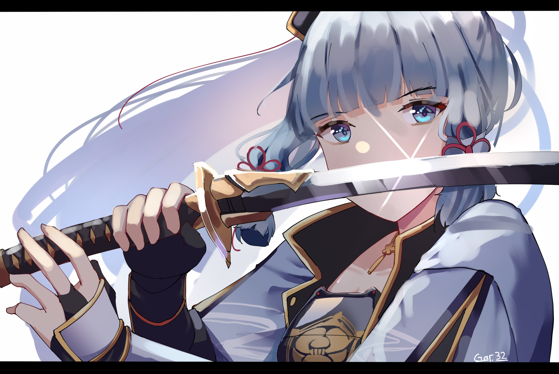 Download White Hair Blue Eyes Kamisato Ayaka (Genshin Impact) Video Game Genshin Impact HD Wallpaper by Gar32