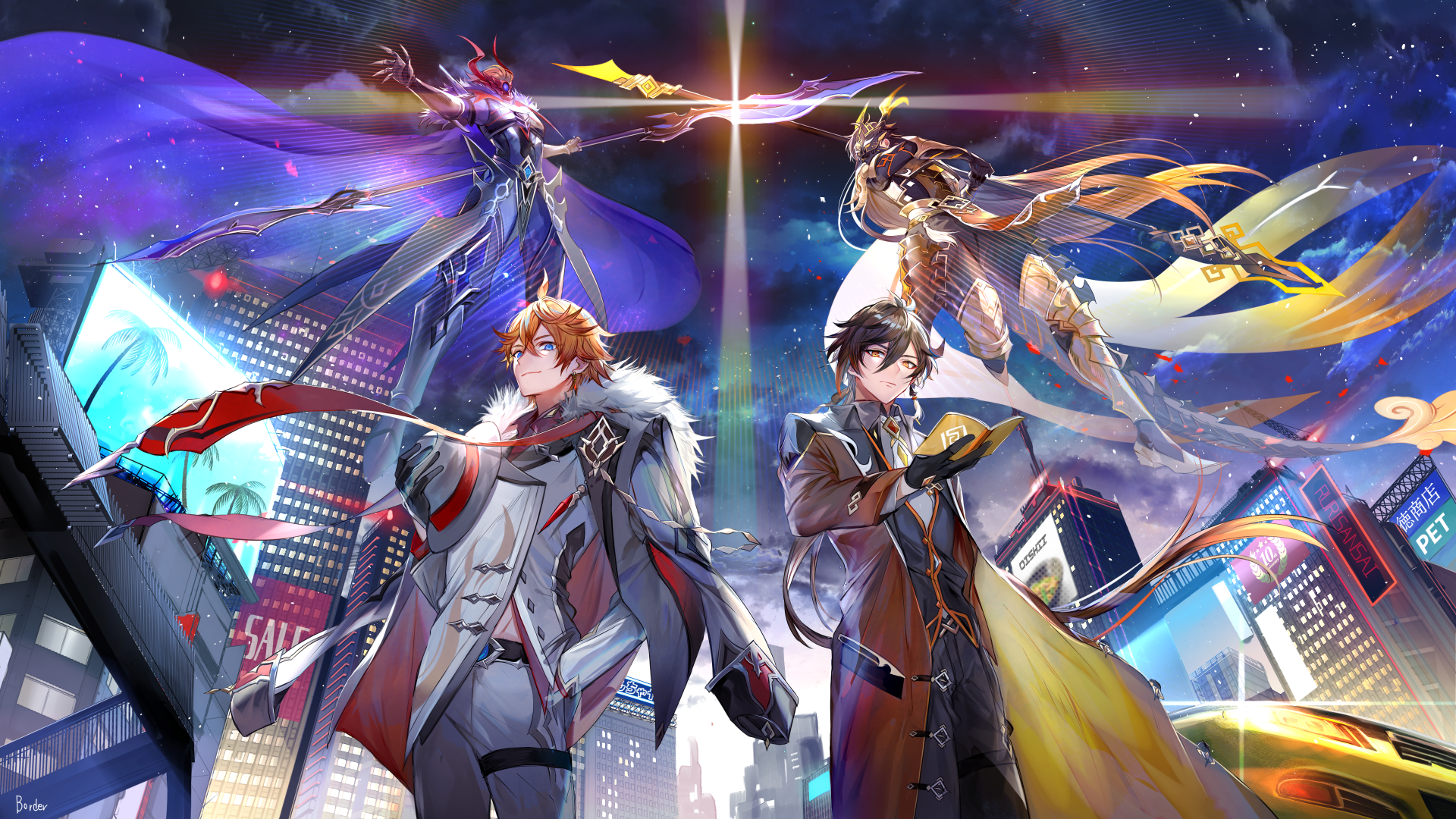 Download Zhongli (Genshin Impact) Tartaglia Childe (Genshin Impact) Video Game Genshin Impact 4k Ultra HD Wallpaper by ボーダー