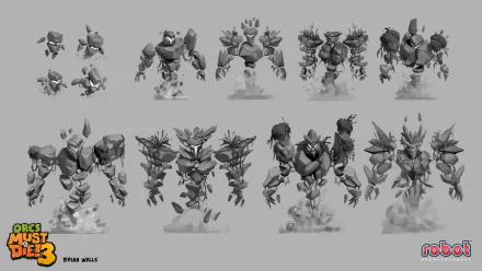 HD wallpaper featuring various character designs from Orcs Must Die! 3 video game.