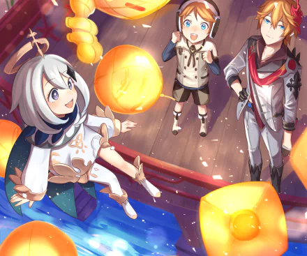 Teucer (Genshin Impact) Tartaglia Childe (Genshin Impact) Paimon (Genshin Impact) video game Genshin Impact HD Desktop Wallpaper | Background Image