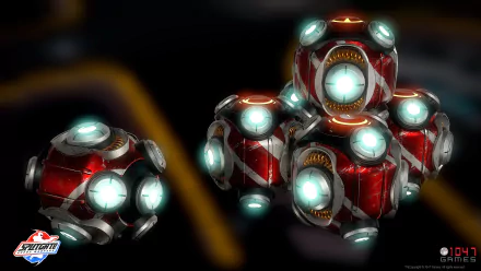 HD wallpaper of Splitgate game portal device with a futuristic design on a dark background.