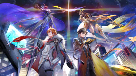 Zhongli (Genshin Impact) Tartaglia Childe (Genshin Impact) video game Genshin Impact HD Desktop Wallpaper | Background Image