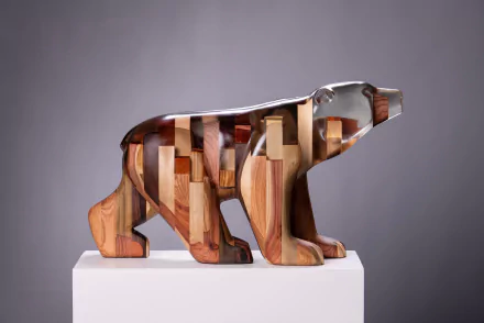  Spirit Bear Resin and Wood carving