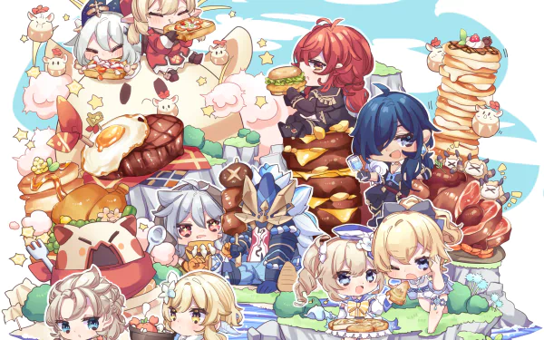 chibi Kaeya (Genshin Impact) Diluc (Genshin Impact) Slime (Genshin impact) Razor (Genshin Impact) Paimon (Genshin Impact) Lumine (Genshin Impact) Klee (Genshin Impact) Jean (Genshin Impact) Barbara (Genshin Impact) Albedo (Genshin Impact) video game Genshin Impact HD Desktop Wallpaper | Background Image