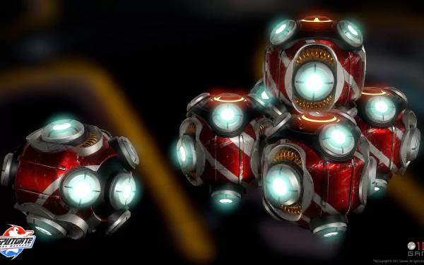 HD wallpaper of Splitgate game portal device with a futuristic design on a dark background.