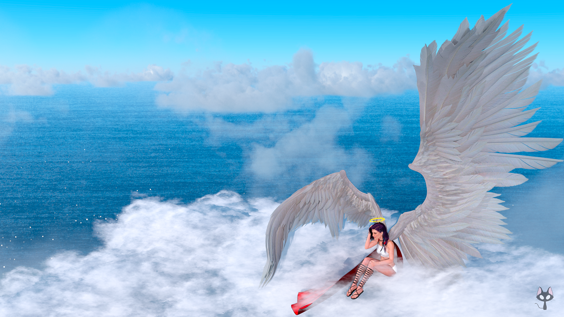 Download Wings Cloud Ocean Fantasy Angel HD Wallpaper by Disrupsion