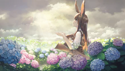 long hair animal ears flower Anime girl anime girl HD Desktop Wallpaper | Background Image