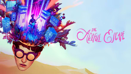 HD desktop wallpaper featuring The Artful Escape game with vibrant character illustration and abstract design.