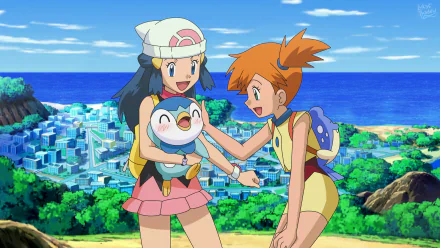 Piplup (Pokémon) Misty (Pokémon) Dawn (Pokémon) Anime Pokemon HD Desktop Wallpaper | Background Image